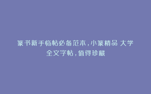 篆书新手临帖必备范本，小篆精品《大学》全文字帖，值得珍藏