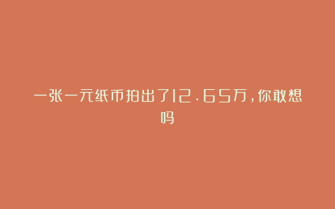 一张一元纸币拍出了12.65万，你敢想吗？