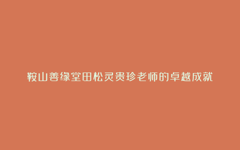 鞍山善缘堂田松灵贵珍老师的卓越成就