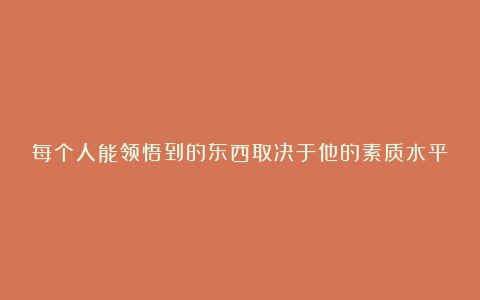 每个人能领悟到的东西取决于他的素质水平