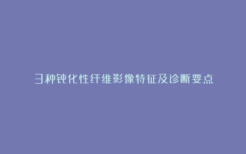 3种骨化性纤维影像特征及诊断要点