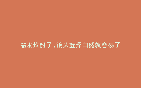 需求找对了，镜头选择自然就容易了！