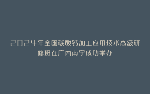 2024年全国碳酸钙加工应用技术高级研修班在广西南宁成功举办！