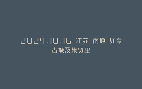 2024.10.16 江苏 南通 如皋古城及集贤里