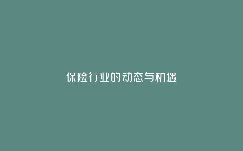 保险行业的动态与机遇