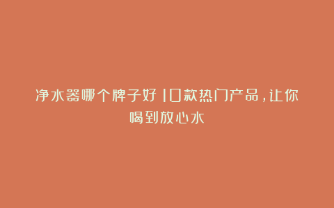 净水器哪个牌子好？10款热门产品，让你喝到放心水！