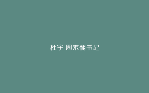 杜宇｜周末翻书记