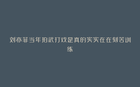 刘亦菲当年拍武打戏是真的实实在在刻苦训练