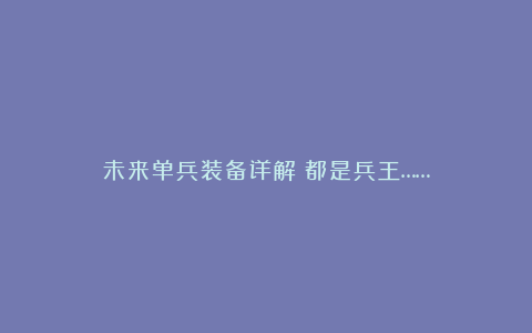 未来单兵装备详解｜都是兵王……