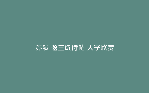 苏轼《题王诜诗帖》大字欣赏