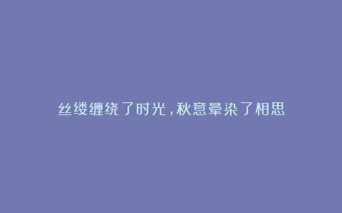 丝缕缠绕了时光，秋意晕染了相思