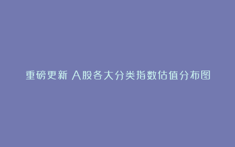 重磅更新：A股各大分类指数估值分布图