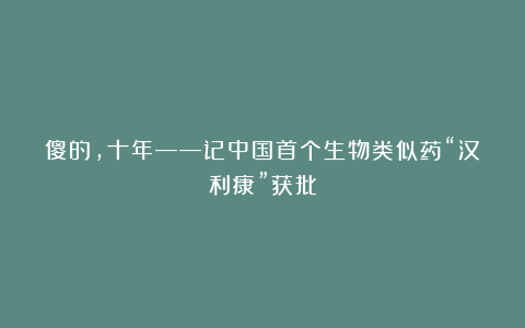 傻的，十年——记中国首个生物类似药“汉利康”获批