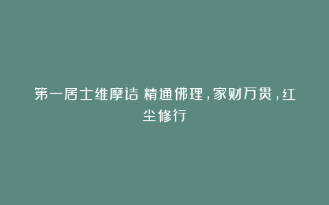 第一居士维摩诘：精通佛理，家财万贯，红尘修行