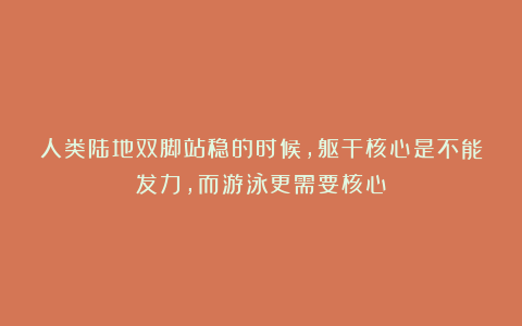 人类陆地双脚站稳的时候，躯干核心是不能发力，而游泳更需要核心