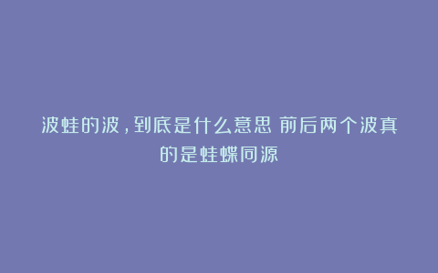 波蛙的波，到底是什么意思？前后两个波真的是蛙蝶同源！