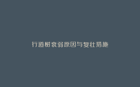 行道树衰弱原因与复壮措施