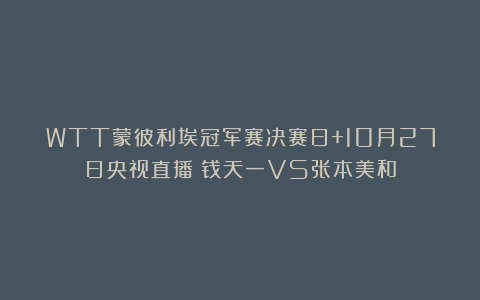 WTT蒙彼利埃冠军赛决赛日+10月27日央视直播：钱天一VS张本美和