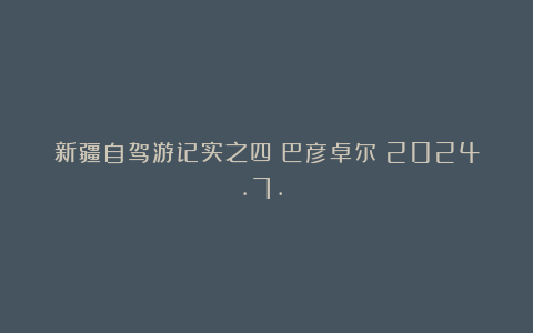 新疆自驾游记实之四：巴彦卓尔（2024.7.２）