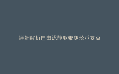 详细解析自由泳髋驱鞭腿技术要点