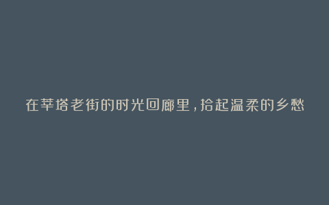 在莘塔老街的时光回廊里，拾起温柔的乡愁