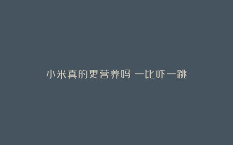 小米真的更营养吗？一比吓一跳！