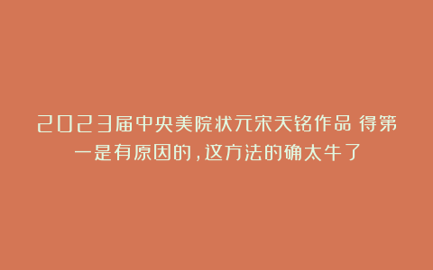 2023届中央美院状元宋天铭作品！得第一是有原因的，这方法的确太牛了