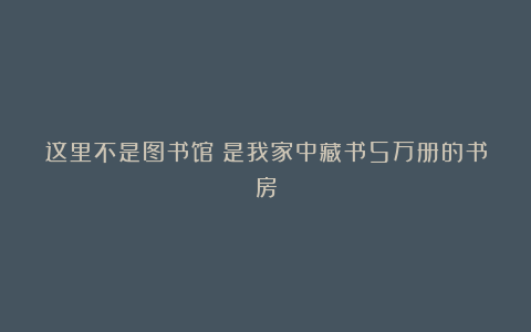 这里不是图书馆！是我家中藏书5万册的书房