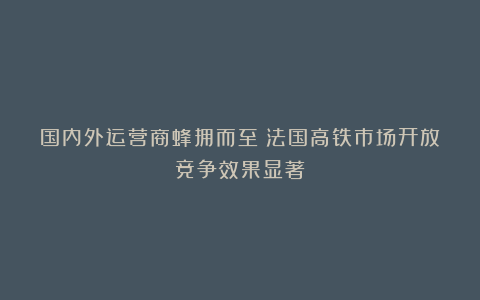 国内外运营商蜂拥而至！法国高铁市场开放竞争效果显著