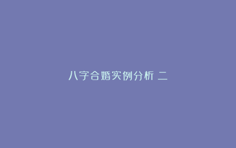 八字合婚实例分析（二）