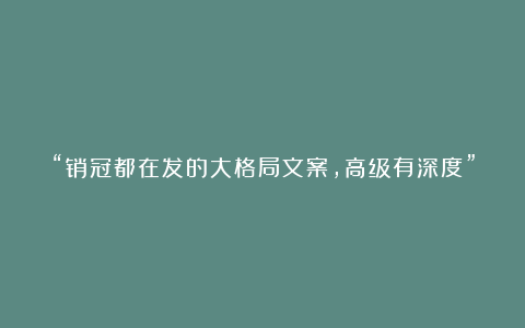 “销冠都在发的大格局文案，高级有深度”