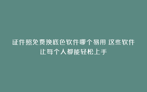 证件照免费换底色软件哪个易用？这些软件让每个人都能轻松上手