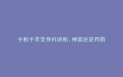 手机手表变身对讲机，神器还是鸡肋？