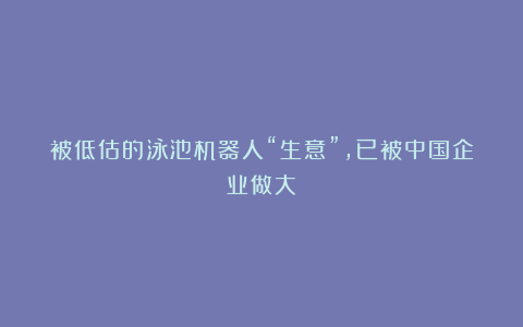 被低估的泳池机器人“生意”，已被中国企业做大