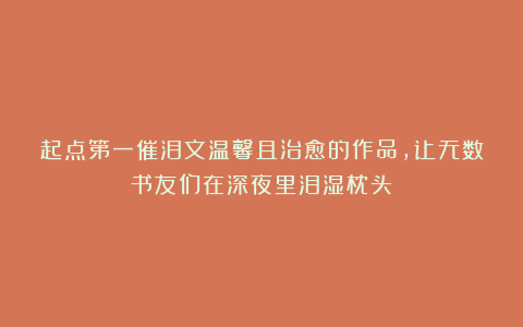 起点第一催泪文温馨且治愈的作品，让无数书友们在深夜里泪湿枕头