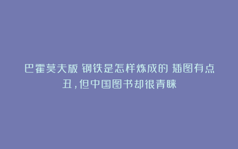 巴霍莫夫版《钢铁是怎样炼成的》插图有点丑，但中国图书却很青睐