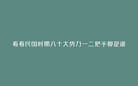 看看民国时期八十大势力一二把手都是谁？