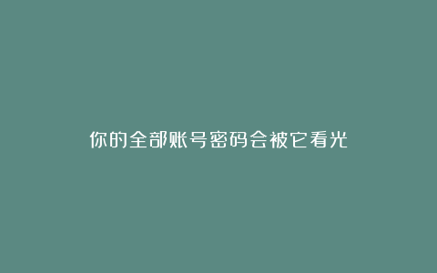 你的全部账号密码会被它看光