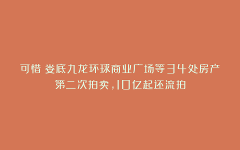 可惜！娄底九龙环球商业广场等34处房产第二次拍卖，10亿起还流拍