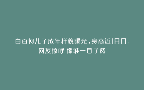 白百何儿子成年样貌曝光，身高近180，网友惊呼：像谁一目了然