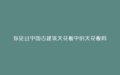 你见过中国古建筑天花板中的天花板吗？