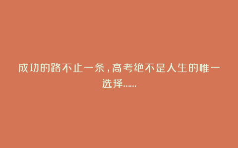 成功的路不止一条，高考绝不是人生的唯一选择……