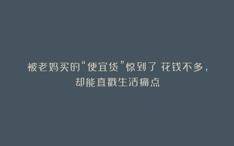 被老妈买的“便宜货”惊到了：花钱不多，却能直戳生活痛点