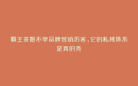 霸王茶姬不单品牌营销厉害，它的私域体系是真的秀