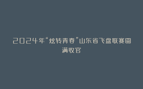 2024年“炫转青春”山东省飞盘联赛圆满收官