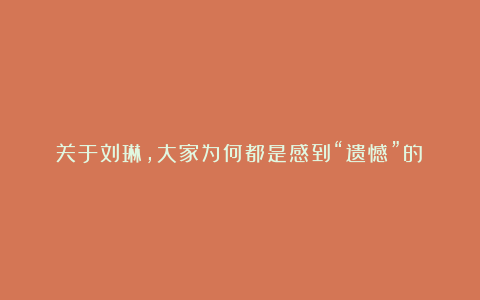 关于刘琳，大家为何都是感到“遗憾”的？