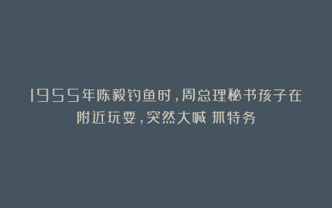 1955年陈毅钓鱼时，周总理秘书孩子在附近玩耍，突然大喊：抓特务