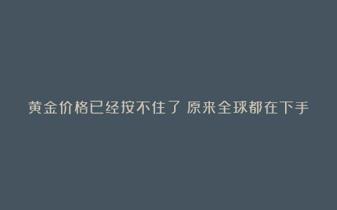 黄金价格已经按不住了？原来全球都在下手