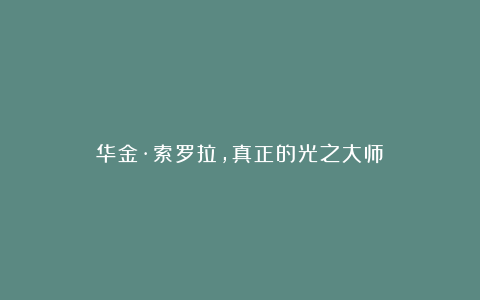 华金·索罗拉，真正的光之大师！