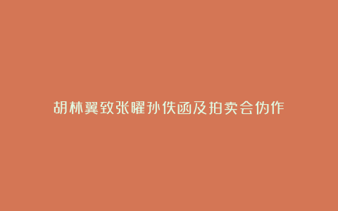 胡林翼致张曜孙佚函及拍卖会伪作